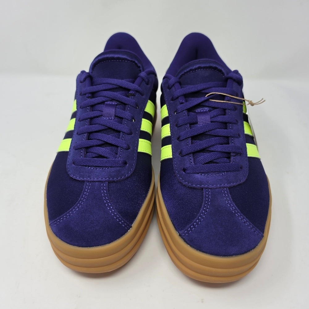 Adidas VL Court Bold J Purple Neon Yellow Platform Sneakers JQ1874 Youth 4.5/W6 - Picture 2 of 10